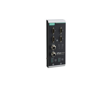 NPort 5450AI-M12 - 4-port 3 in 1 Device Server w/ M12 Connector (Ethernet, power input), -25 to 55 degree C by MOXA